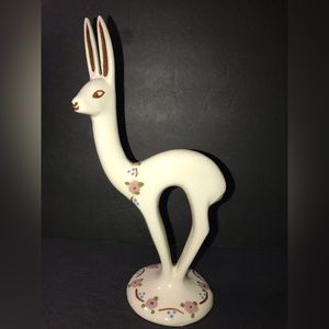 Vintage Artistic California Pottery Ceramic Deer Figurine With Flowers